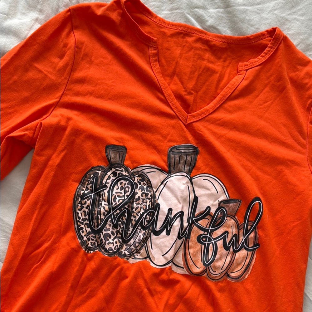 Orange Thankful Pumpkin Graphic Tee